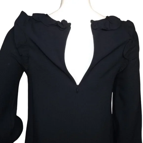 A.P.C. Dress, 36/XS, Ruffle Neck/Shoulder, Dark/Navy Blue, POCKETS, Short, Shift - Picture 8 of 14